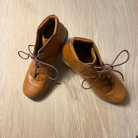 Camper cognac leather heeled hiking boots size 37 - Picture 1 of 6
